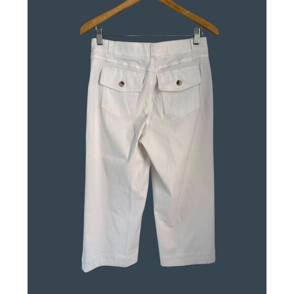 SPANX Stretch Twill Cropped Wide Leg Pant in White Size Large - Picture 5 of 8